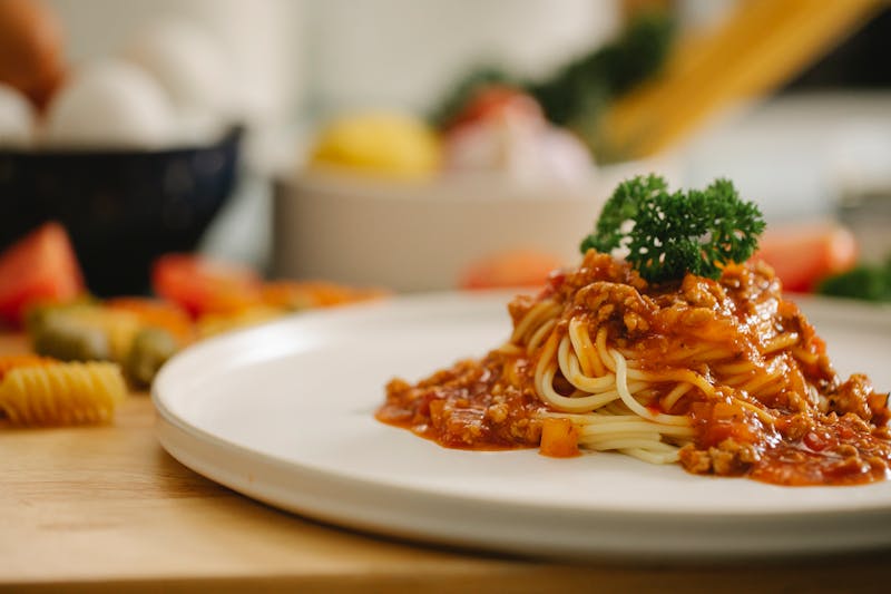 Spaghetti Bolognese pasta dish at Pequod's